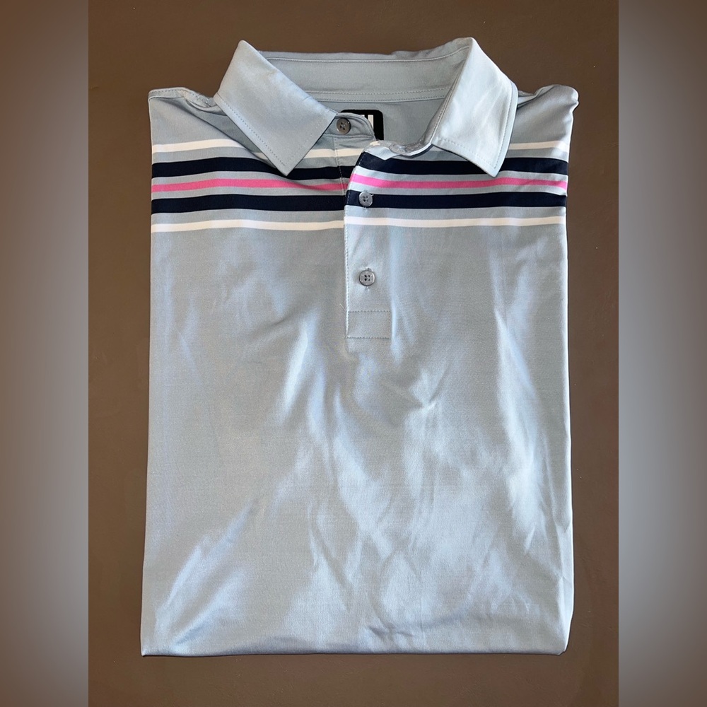 FootJoy Gray Polo with Multicolor Stripes